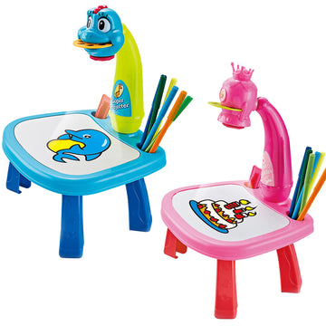 طاولة رسم فنية على شكل زرافة مع جهاز عرض LED للأطفال - Giraffe Art Drawing Table with LED Projector for Kids