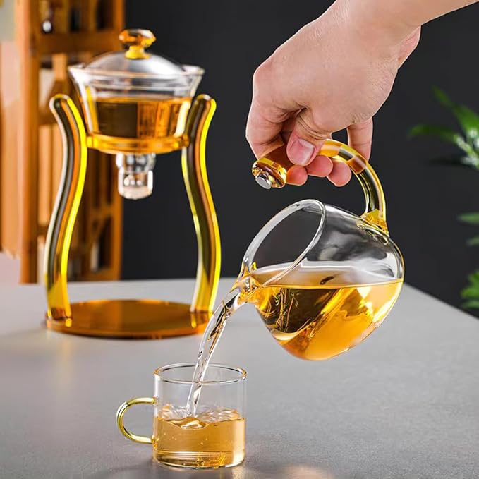 طقم شاي مقاوم، إبريق شاي زجاجي نصف أوتوماتيكي - Resistant Tea Set, Semi-Automatic Glass Teapot